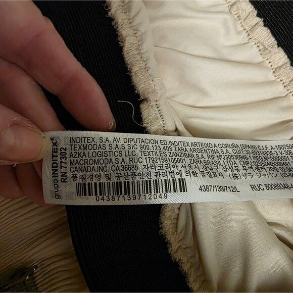 Zara Womens Super Wide Leg Pleated Tiered Trouser Pants Cream & Black Size L - Picture 5 of 10